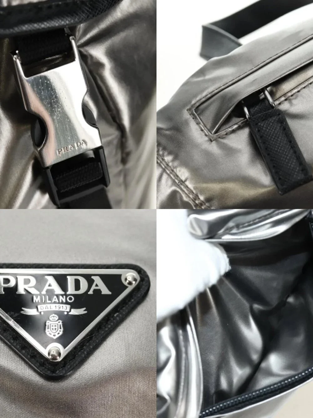 Prada brand	prada color	silver